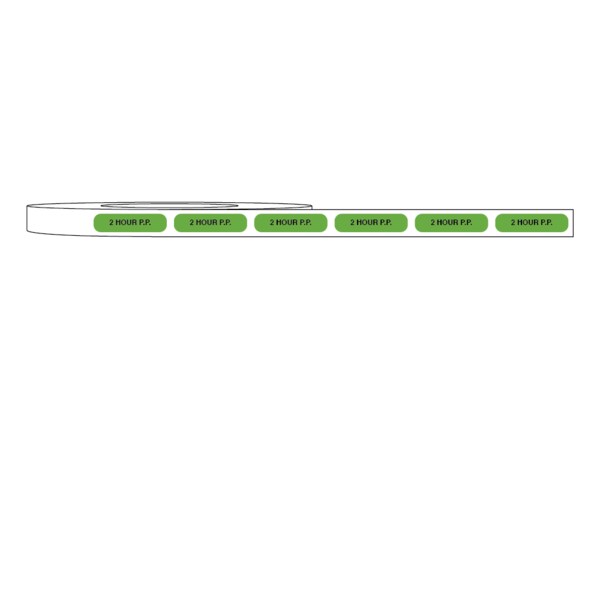 Label, 2 HOUR P.P. 5/16" x 1-1/4" Green w/ black